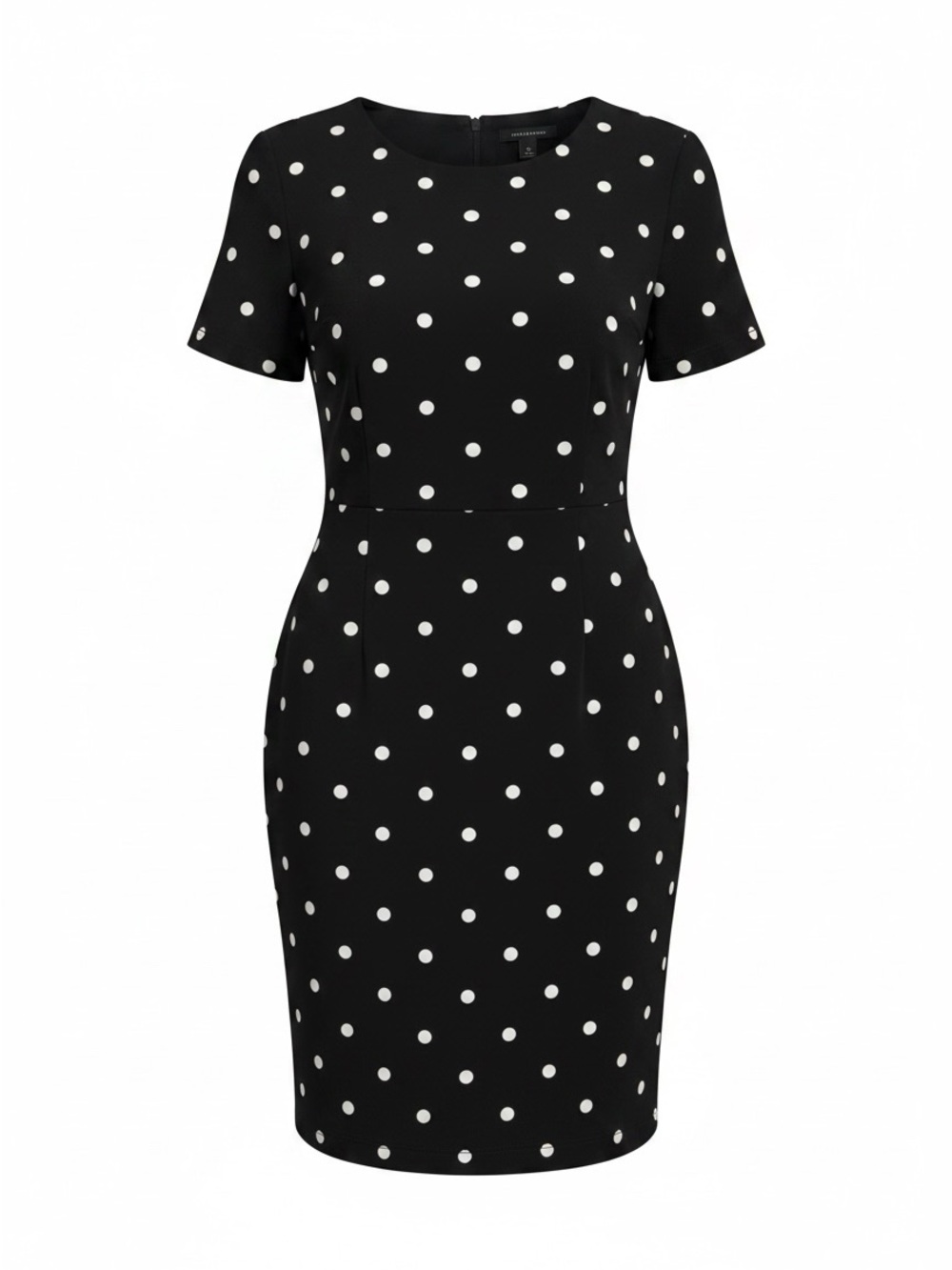 Ann Taylor Black with White Polka Dots Short Sleeve Fitted Sheath Dress SZ 14